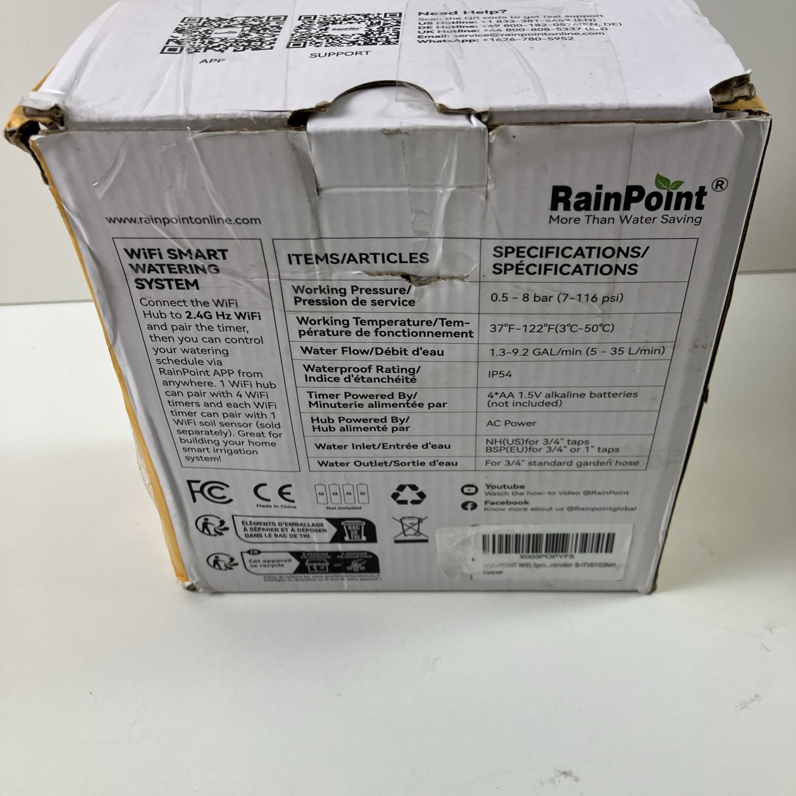 RAINPOINT WiFi Water Timer Smart Sprinkler w WiFi Hub Brass Inlet 1 Zone