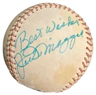 Joe DiMaggio Autographed Official American League Baseball BAS Yankees HOF