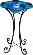 XBrand 27in Tall Floor Mist Fountain with 12 Color Changing LED Blue, Black 