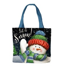 Briarwood Lane Snow Time Snowman Winter Canvas Tote Bag 15" x 14" x 7"