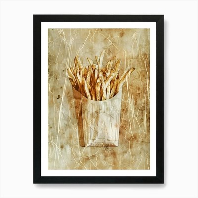 Pommes Frites: Fast Food Pop Art Art gerahmtes Wandbild Poster Leinwanddruck Bild