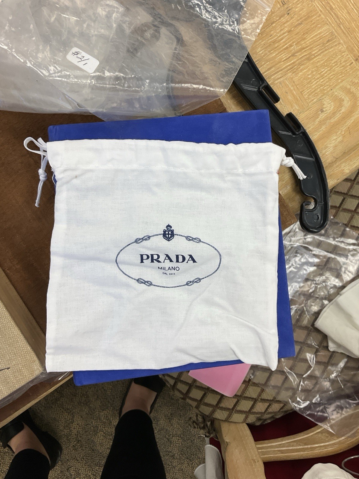 Authentic Prada White Small Drawstring Pouch Bag … - image 1