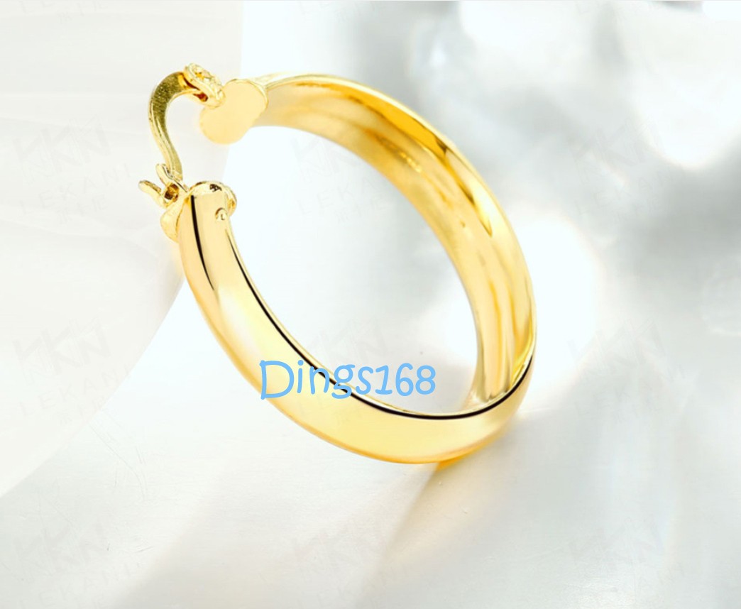 18K Gold Filled 5mm Flat Hoop Earrings Tarnish Resistant Medium Size