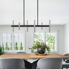 Modern Kitchen Island Pendant Light Fixtures 6-Light Black and Brushed Nickel...