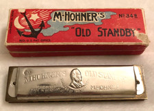 Vtg Harmonica M. Hohner's Old Standby No 34B Germany Key of G w/ Box Pre-WWII
