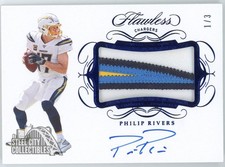 Philip Rivers 2019 Panini Flawless Sapphire Patch Autograph Card #PA-PR 1/3
