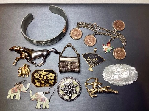 VINTAGE COSTUME 11 PIECE JEWELRY COLLECTION LOT for Wear/Repurpose
