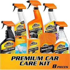 Armor All Premier Car Care Kit 8pc Wash Wax Glass Tire Wheel Cleaner & Air Fresh