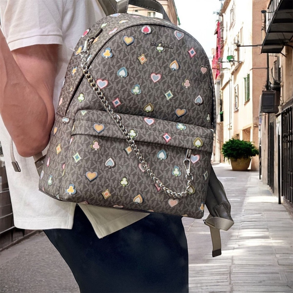 Michael Kors Slater Medium Signature Logo Backpack MK Olive | eBay