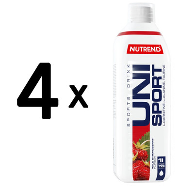 4 x Nutrend Unisport, Wild Strawberry - 1000 ml. (17,49 EUR/L)