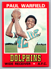 1974 WONDER BREAD #26 PAUL WARFIELD MIAMI DOLPHINS