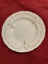 Vtg Old Paris Gold Gilt On White Porcelain Wave Design Bowl 7 1/2"