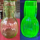 Vintage Uranium Glass Bedside Carafe and Cup Set Tumble Up Optic Carafe