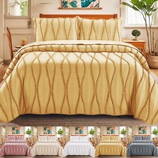 Weich Gesteppt Bettüberwurf 3 Stück Tagesdecke Set Geprägte Bettwäsche Alle Größen