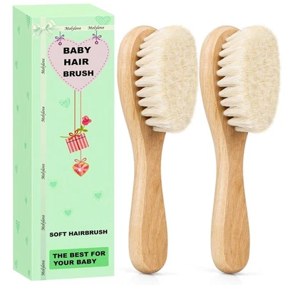 MOLYLOVE Baby Haarbürste, Holz Babyhaar Brush mit weichen Ziegenborsten - weich