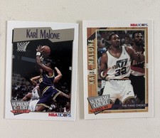 Karl Malone 2 Card NBA Hoops Lot 1992-93 Supreme Court #SC6  Insert Card + #499