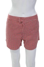Bottega Veneta Womens Button Plaid Printed Casual Shorts Red Size EUR 50