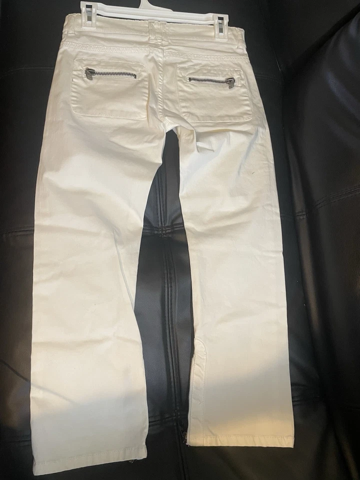 Pantalones de algodón BURBERRY blancos de tiro bajo talla 2 Foto 2 de 4