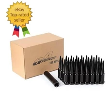 32pcs 14x1.5 Spike Lug Nuts, Closed End Bulge Acorn Black M14x1.5 Spiked Lug Nut