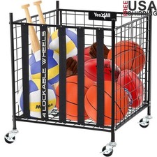 Heavy Duty Rolling Ball Organizer Cart W/ Lockable Wheels Sports Storage New