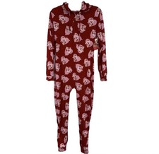 Strawberry Shortcake Adult One Piece Hoodie Pajamas L PJ Romper Hearts Flaw
