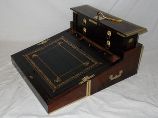 LARGE ANTIQUE GEORGIAN ROSEWOOD OFFICERS MILITARY CAMPAIGN WRITING SLOPE BOX