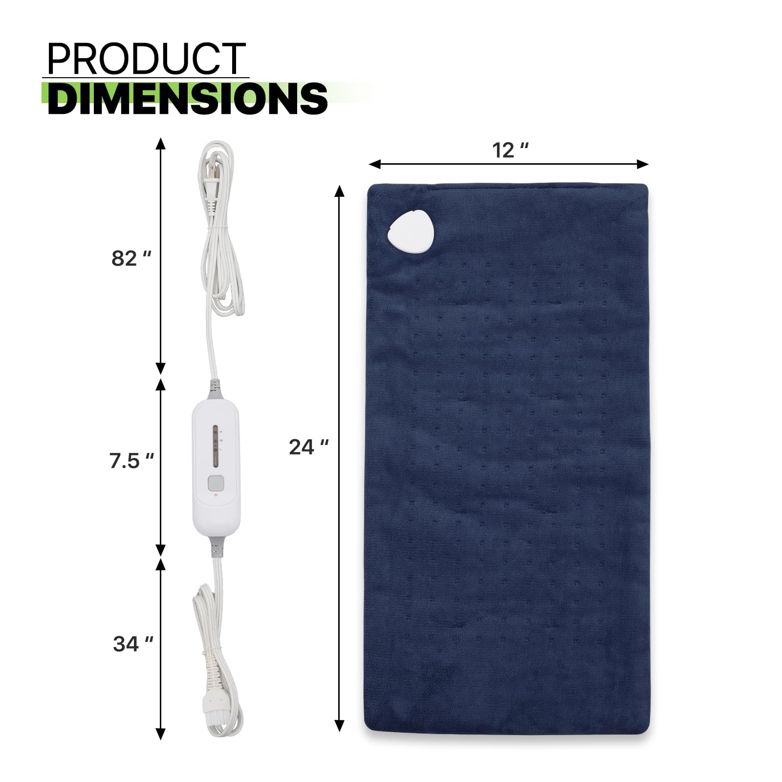 Electric Heat Pad for Legs and Knee Pain Relief, 3 Heat Settings & Auto Shut ...