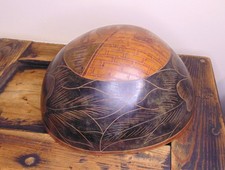 (#1610)  large carved nut shell dated 1950 ornament  (Pick up or post UK)