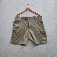 Prana Zion Men Activewear Shorts 38/08 Olive Green Cargo Zipper Button 9" READ