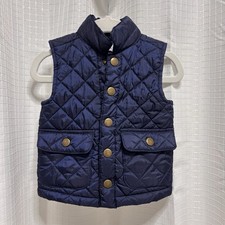 Tommy Bahama Puffer Vest Navy Blue Gold Buttons Infant Baby Size 3-6 months