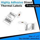 4X6 250/500 Labels Direct Thermal for Zebra LP2844 LP2844-Z GX420T Eltron ZP450