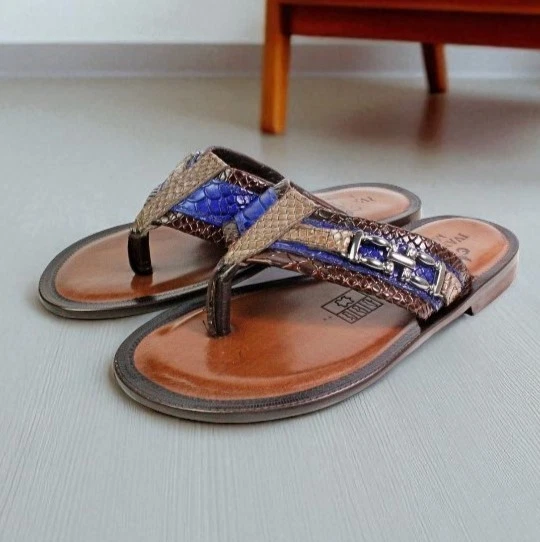 Leather Italian Sandals Mens Blue Genuine Leather Flip All Flops Handmade Luca
Opens in a new window
