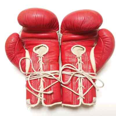 Winning Gloves Boxing 10oz Rare Vintage Red White Leather FP-800H