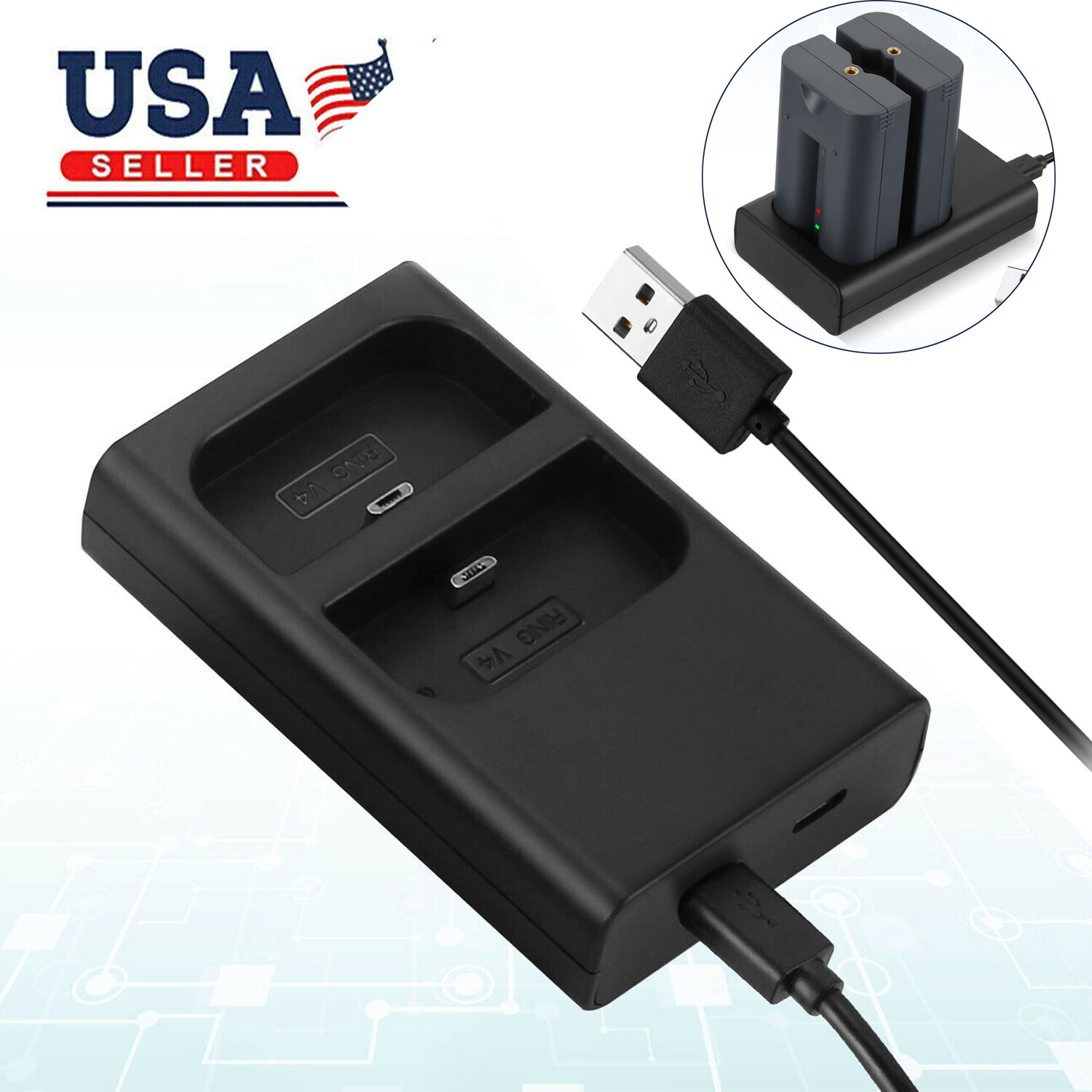 For Ring Battery Charger, Dual Rechargeable Batteries Charging Station