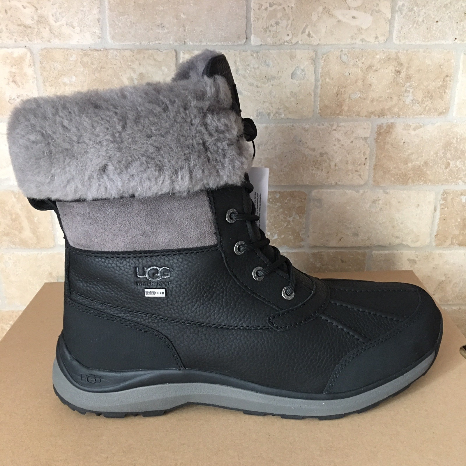 Grey Waterproof Leather Snow Boots Size 