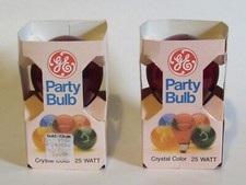 2 Vintage GE Party Bulb Red Crystal Color 25 Watt Standard Base Bulbs Tested