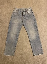 Old Navy Girls Jeans Sz 12 Blue Light Wash OG Straight High Rise Button Fly NWT