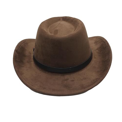 Cowboy Hat for Women Men Felt Wide Brim Cowgirl Western One Size, Brown - Picture 5 of 6
