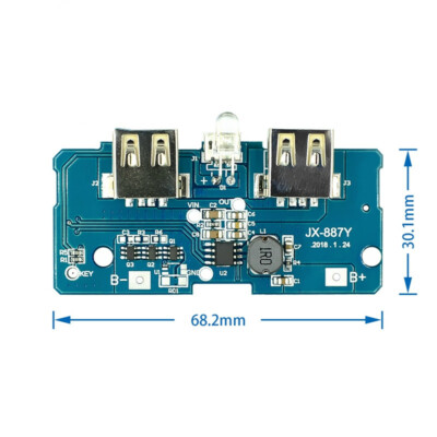 18650 Dual USB 3.7V to 5V 2A Boost Mobile Power Bank Step Up Module