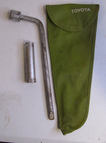 Vintage Toyota Tire Jack Lug Wrench Hub Tool Kit Green Toyota Motor Bag