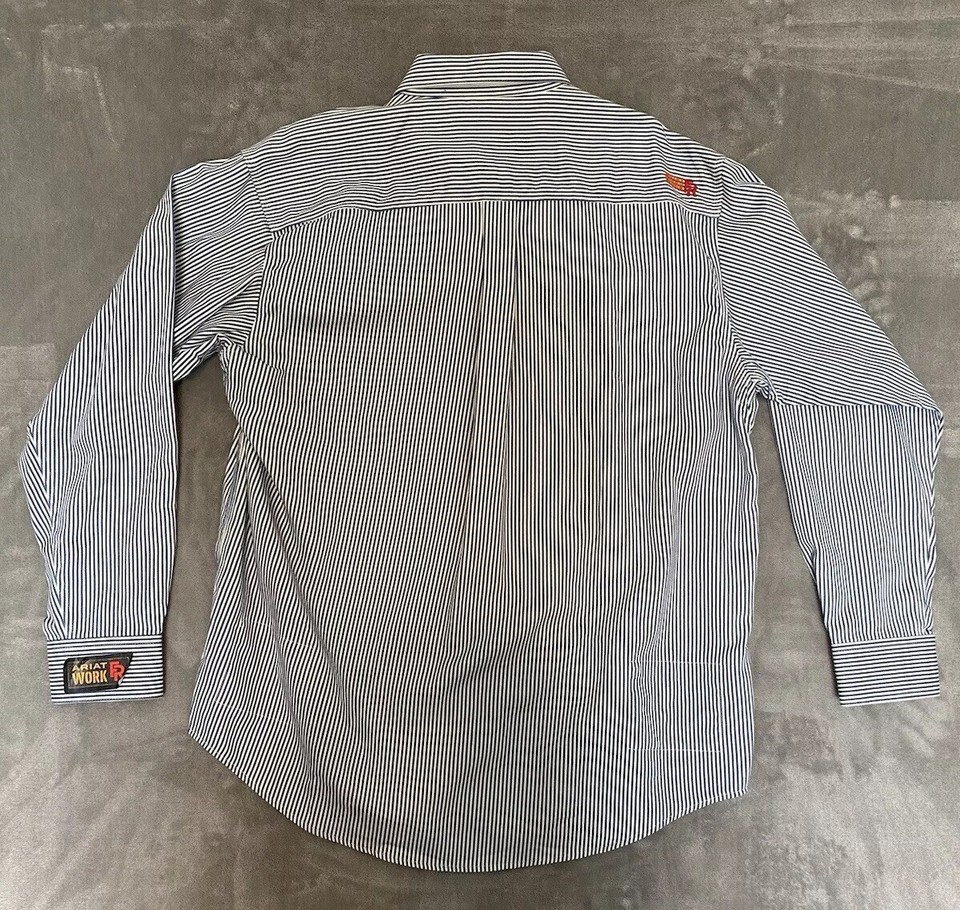 Ariat Work FR Cat 2 Long Sleeve Button Down Shirt XL Striped Flame