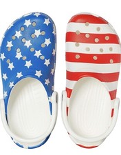 Crocs Classic Clog Star Stripes American Flag Womens Sz 7 USA Red White Blue