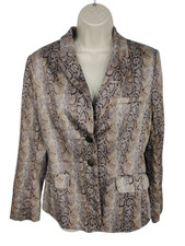 Bnwt Womens Simon Jeffrey Uk 12 Taupe Snakeskin Print Tailored Blazer Jacket