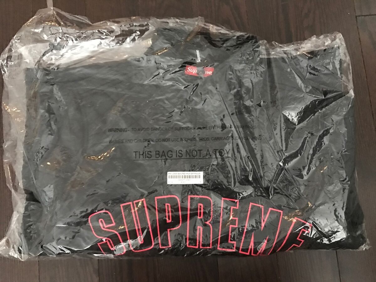 Supreme Arc Logo Quilted Half Zip Pullover Black Men's - SS17 - US