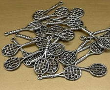 25 Pc Tennis Racket Metal Alloy Jewelry Charms