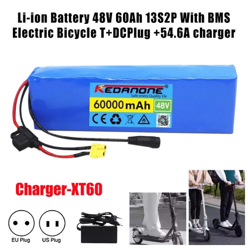 Batería Li-ion 48V 60Ah 13S2P con bicicleta eléctrica BMS T+DCPlug + cargador 54.6A - Imagen 2 de 20