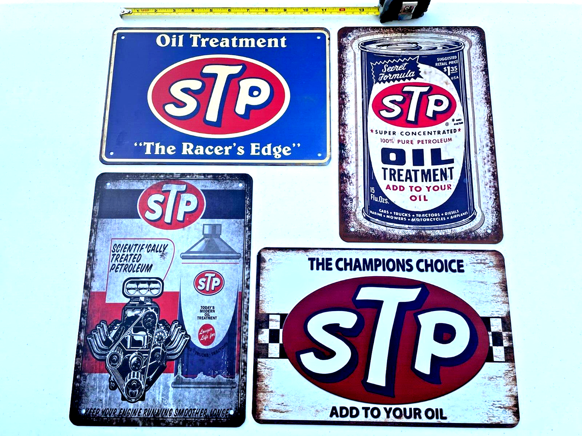 インテリア木製看板STP OIL検)アドバタイジング販促SHELLUSA60s STP Oil Treatment Tin Sign STP Metal Sign STP Garage Oil Lube Gas