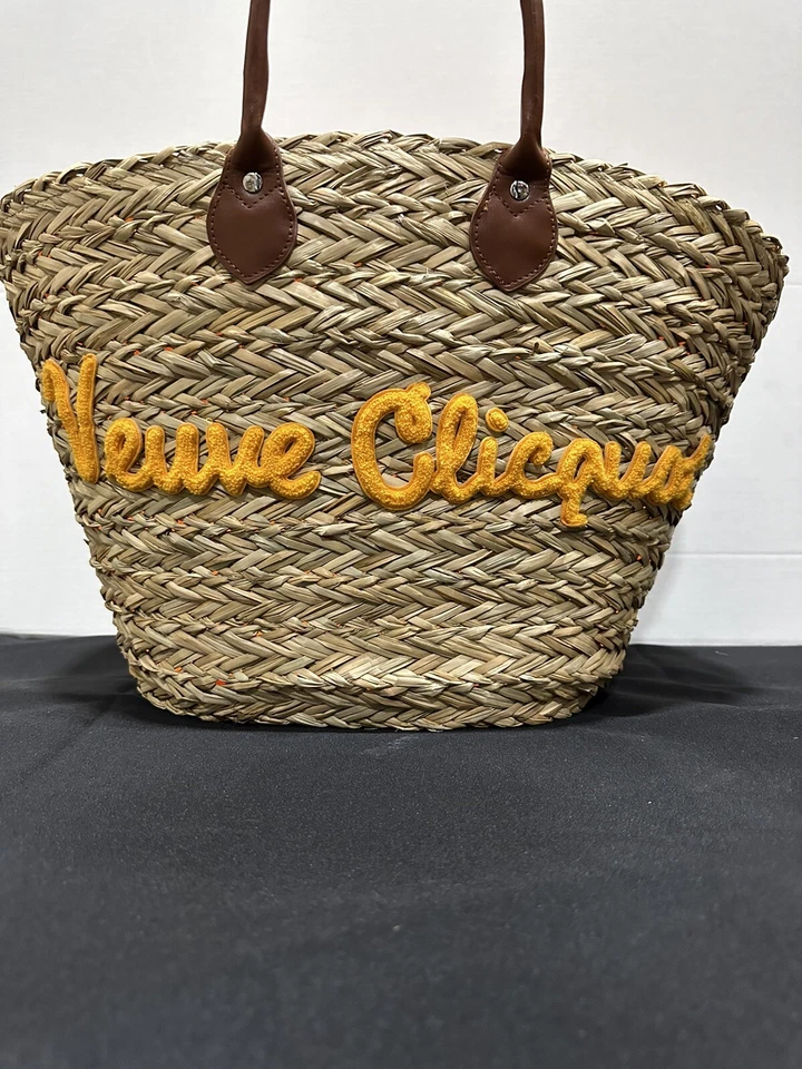BOLSA DE PLAYA VEUVE CLICQUOT CHAMPAGNE SEAGRASS STRAW BASKET TOTE Foto 3 de 4