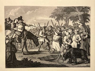 HUDIBRAS First Adventure 1860 Bilder William Hogarth Antik Stahlstich ENGRAVING - Bild 1 von 4