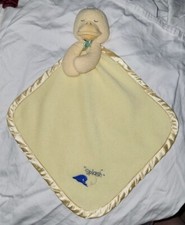 Kids II 2 Baby Duck Security Blanket Lovey Plush Head Yellow Splash Wave